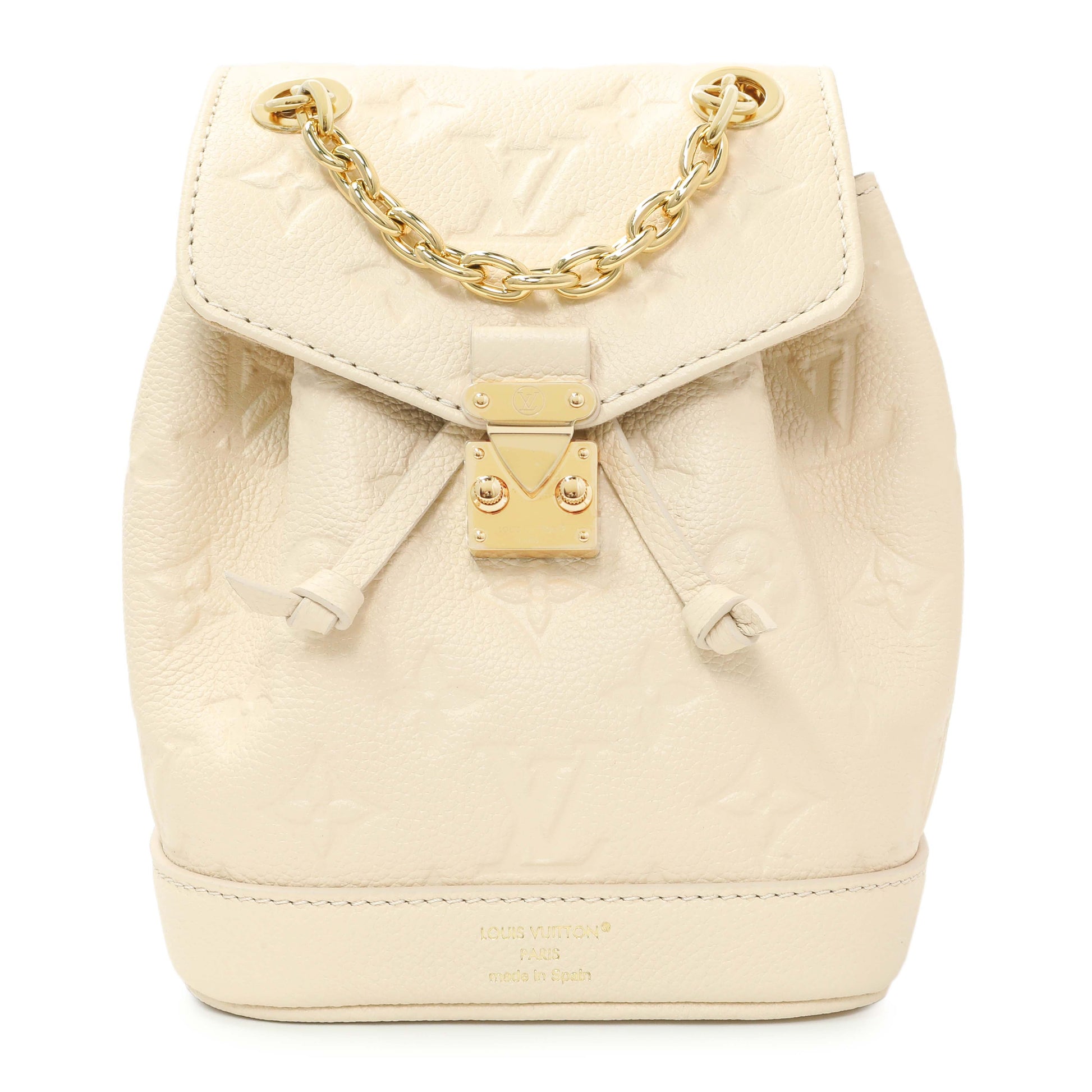 Exclusive Louis Vuitton Cream Empreinte Nano Noe Backpack — Front View