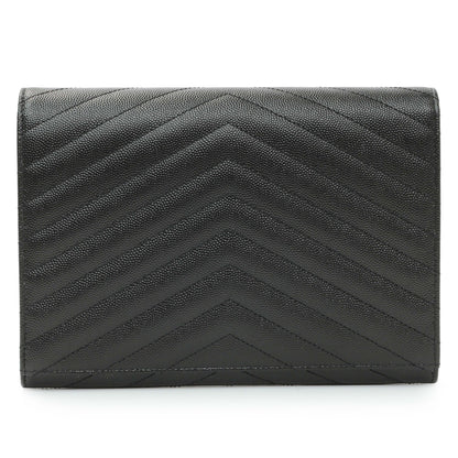 Exclusive Saint Laurent Grain De Poudre Matelasse Chevron Monogram Envelope Clutch — Side View
