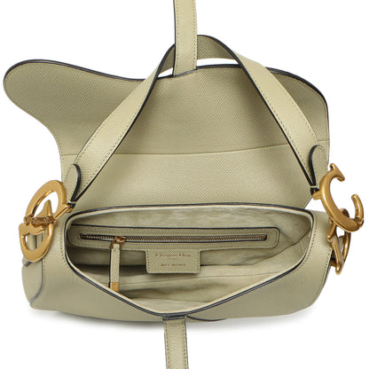 Exclusive Christian Dior Ethereal Green Grained Calfskin Saddle Bag — Top View
