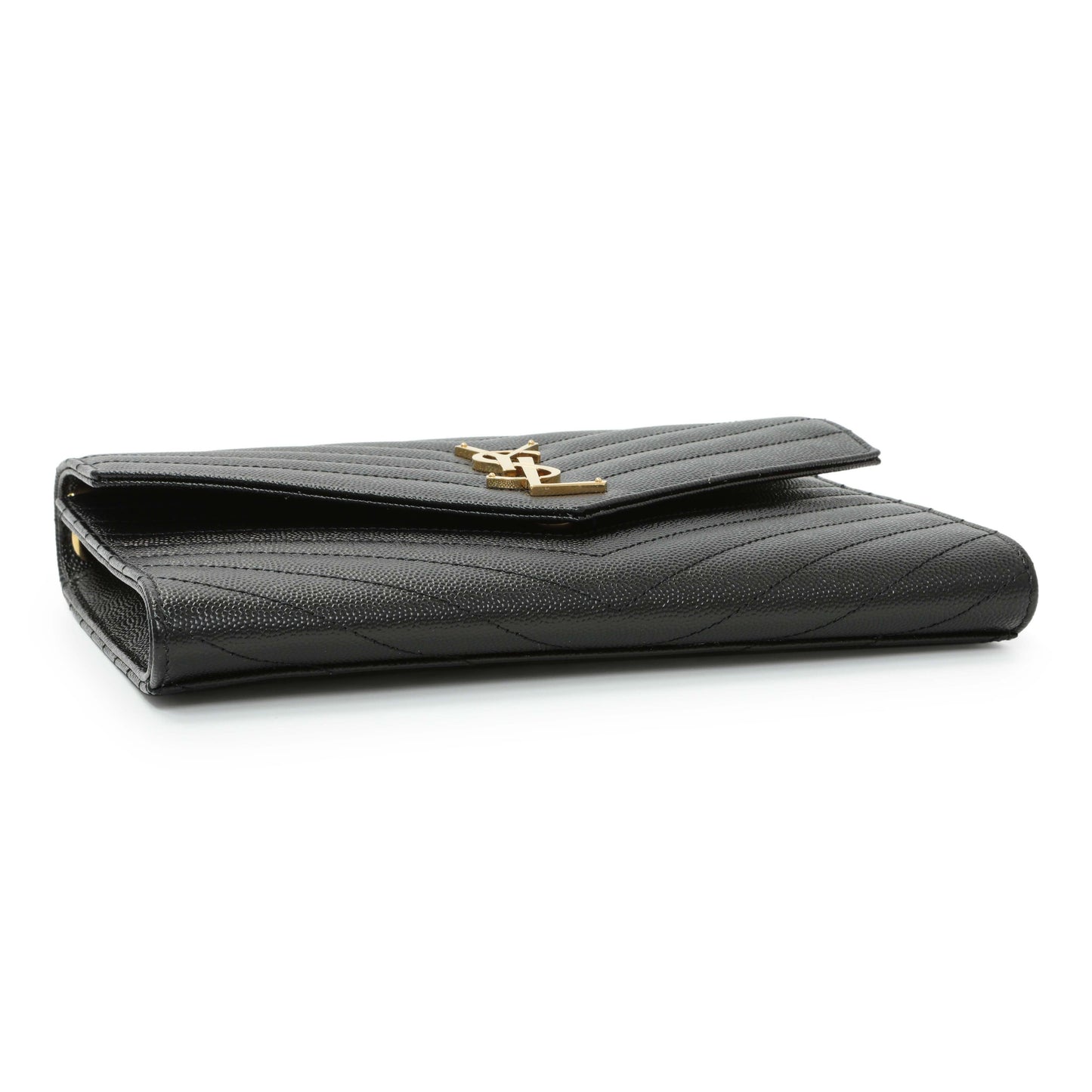 Exclusive Saint Laurent Grain De Poudre Matelasse Chevron Monogram Envelope Clutch — Back View