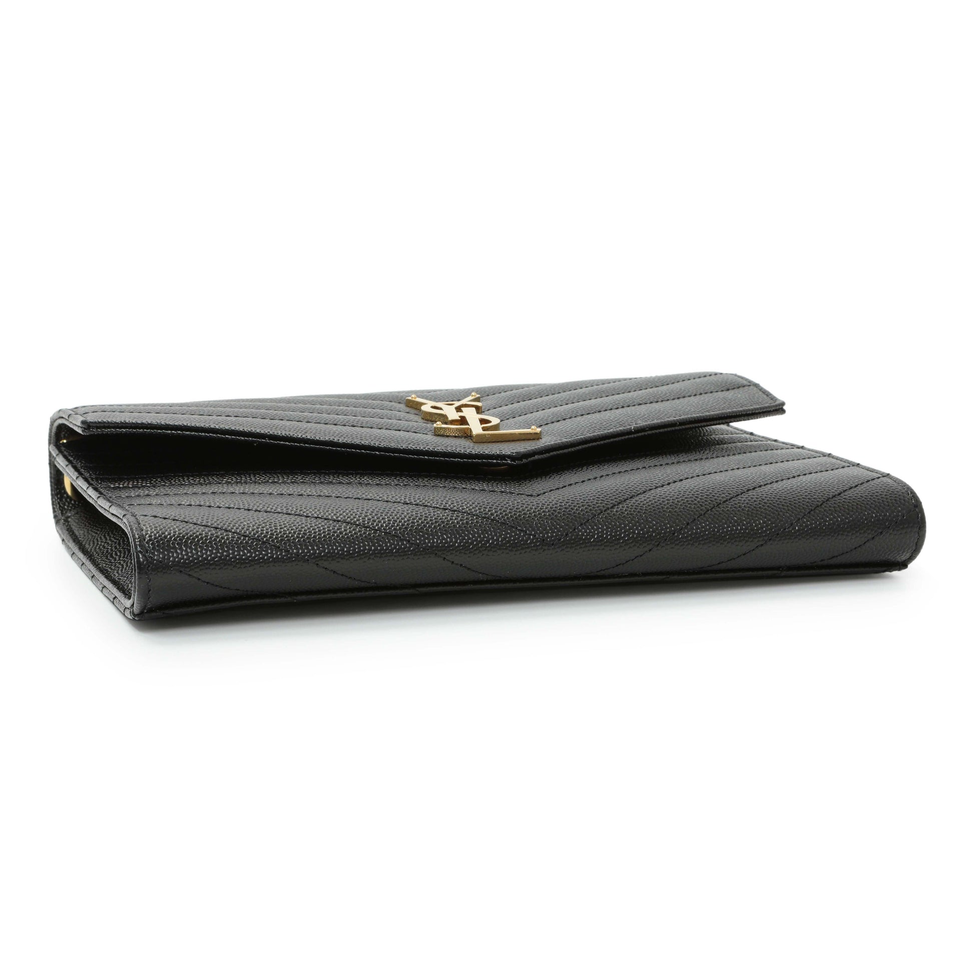 Exclusive Saint Laurent Grain De Poudre Matelasse Chevron Monogram Envelope Clutch — Back View