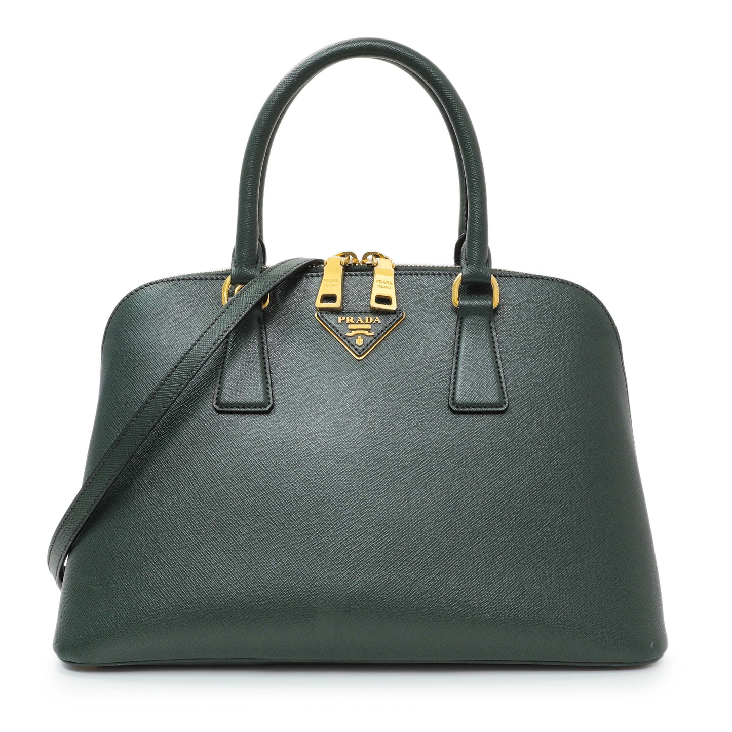Exclusive Prada Green Saffiano Medium Promenade Tote — Front View