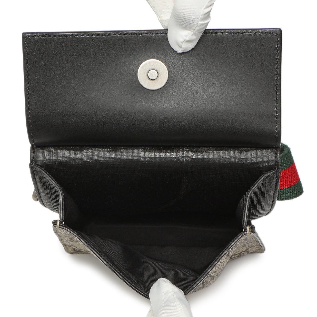 Exclusive Gucci GG Supreme Monogram Web Belt Bag — Top View