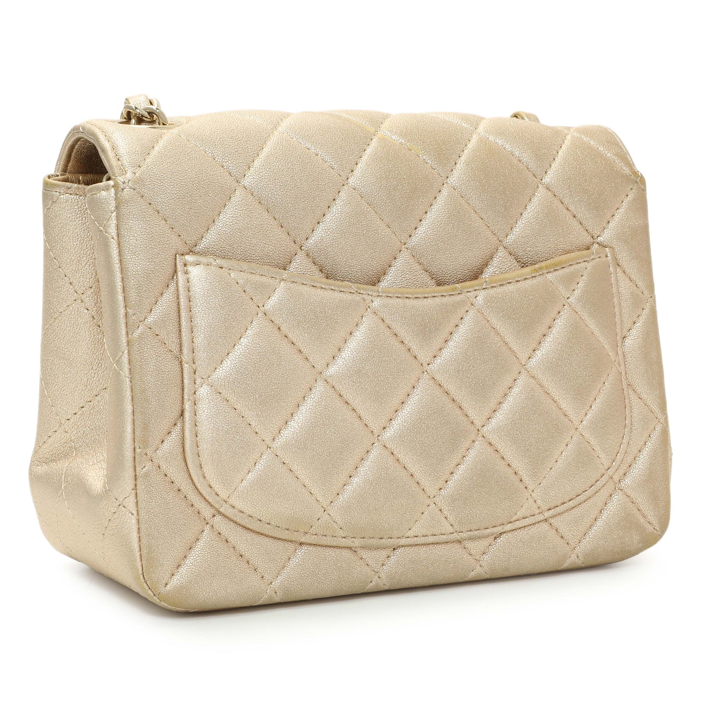 Exclusive Chanel Metallic Quilted Mini Square Flap — Side View