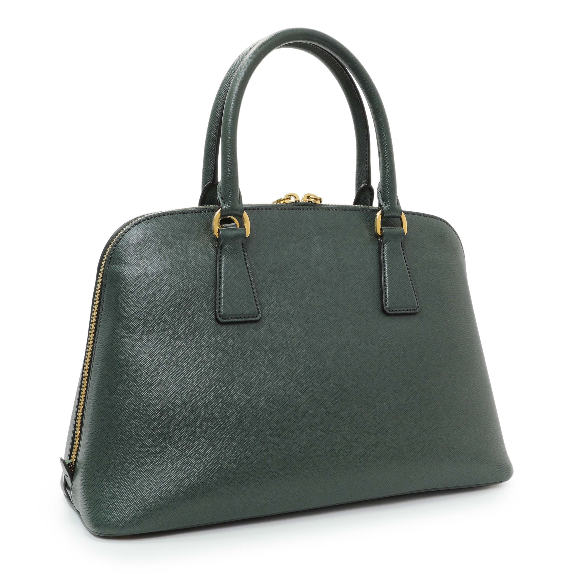 Exclusive Prada Green Saffiano Medium Promenade Tote — Side View