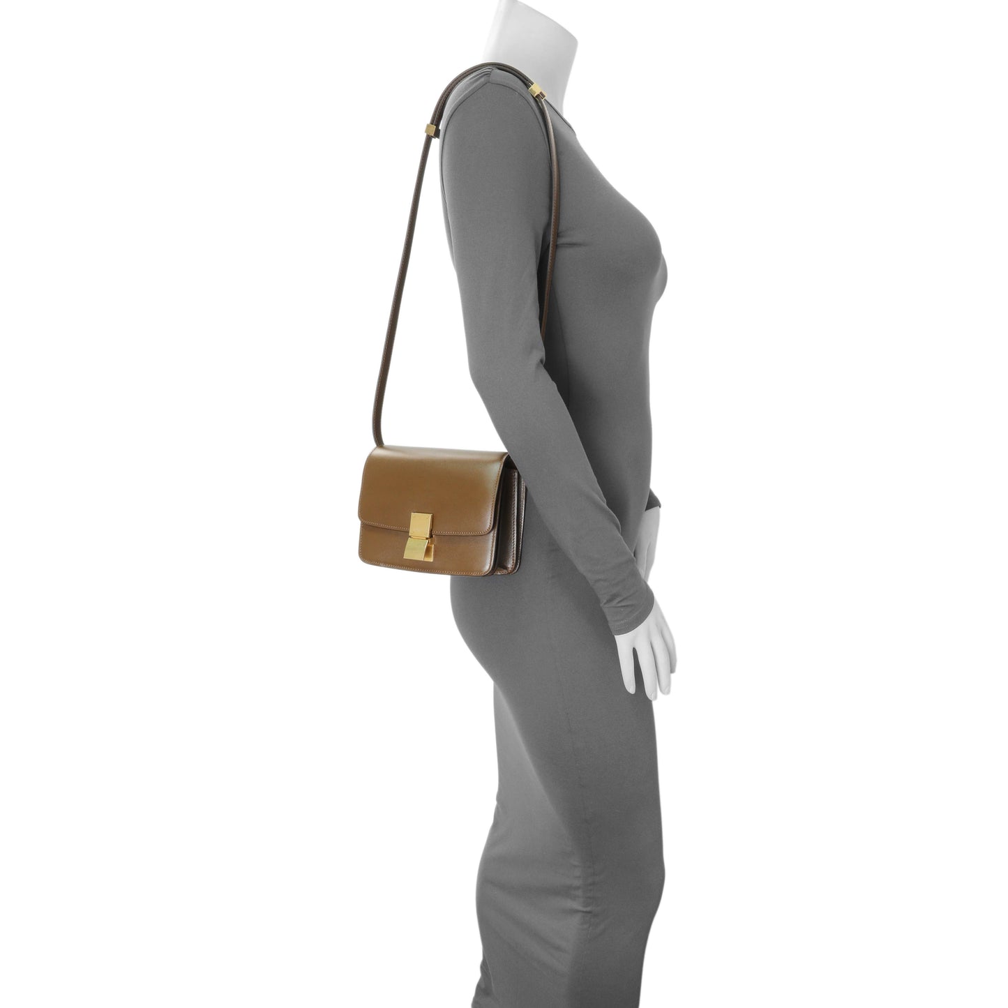 Exclusive Celine Camel Box Calfskin Small Classic Box Flap Bag — Alternate View 7