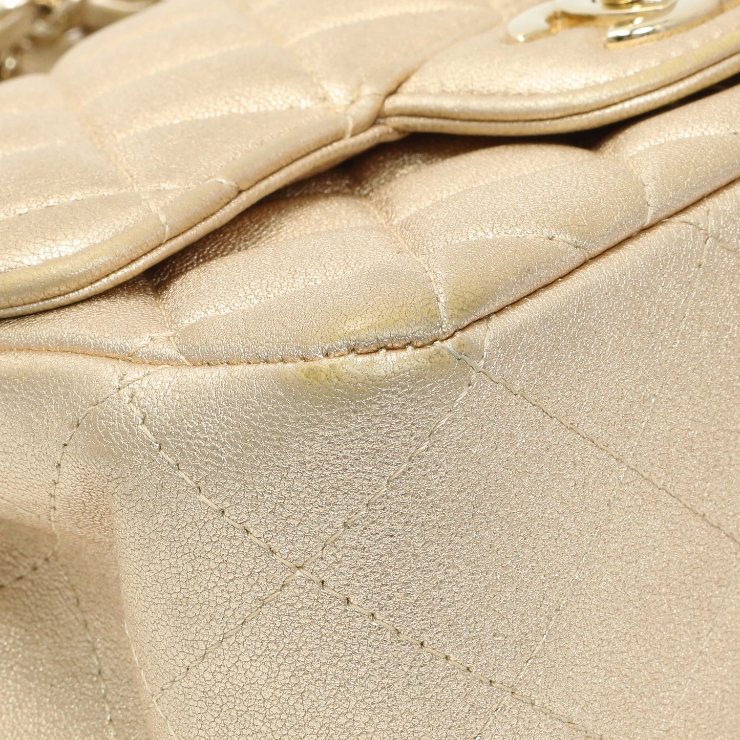Exclusive Chanel Metallic Quilted Mini Square Flap — Top View