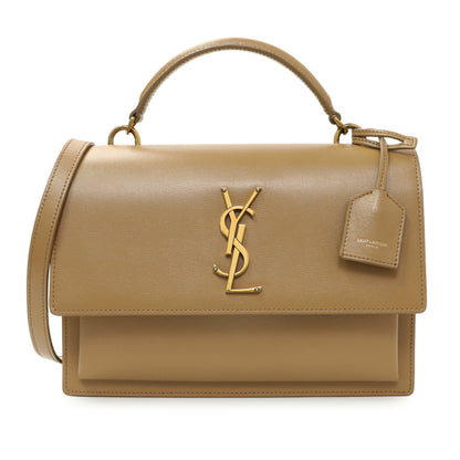 Exclusive Saint Laurent Beige Sunset Top Handle Bag — Front View