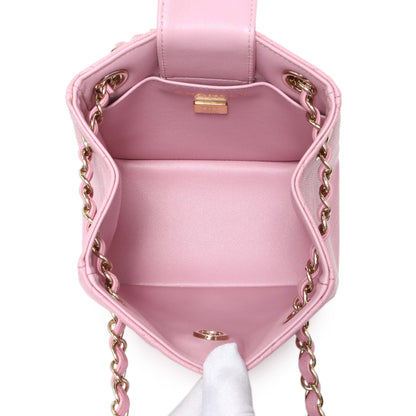 Exclusive Chanel Pink Caviar Mini Bucket Bag — Top View
