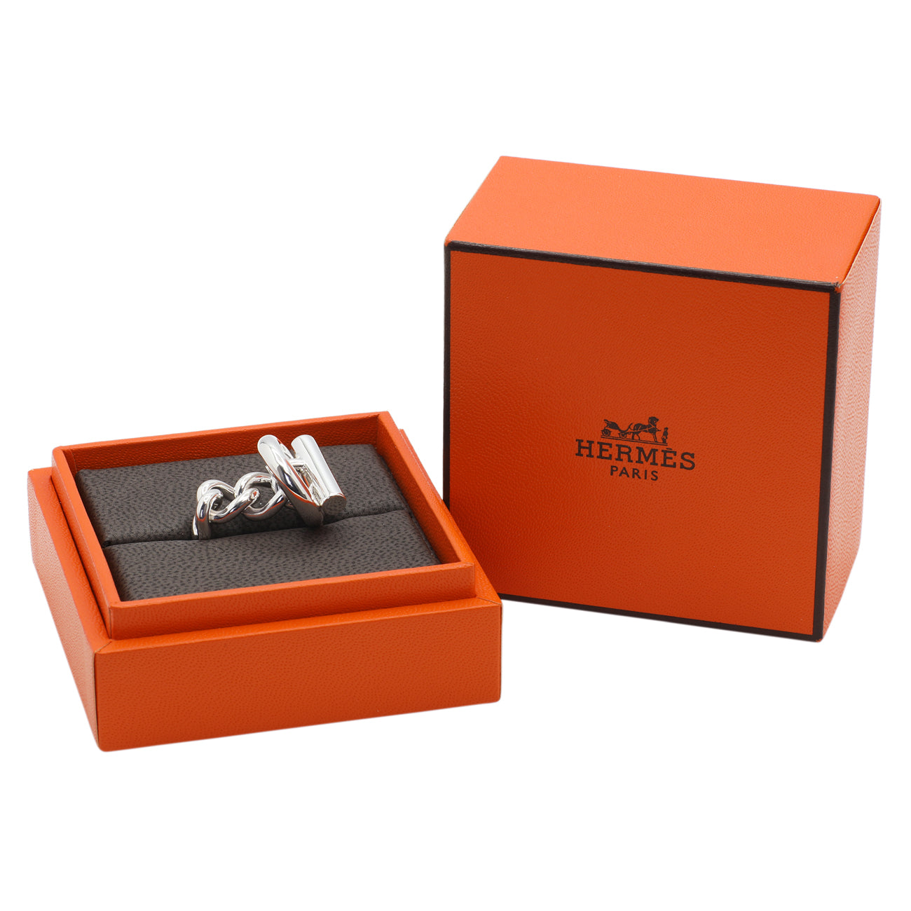 Exclusive Hermes Sterling Silver Croisette Ring — Top View