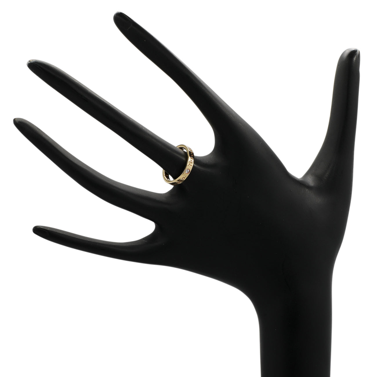 Exclusive Tiffany & Co 18K Yellow Gold Diamond 3mm Band Ring — Back View