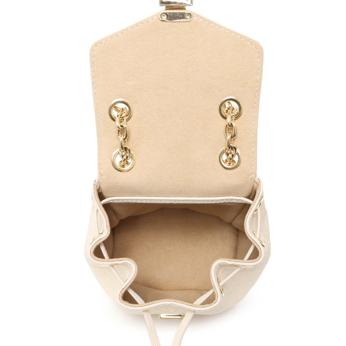 Exclusive Louis Vuitton Cream Empreinte Nano Noe Backpack — Top View