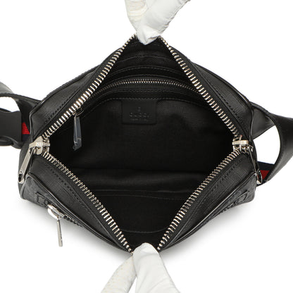 Exclusive Gucci Black Soft GG Supreme Monogram Web Belt Bag — Top View
