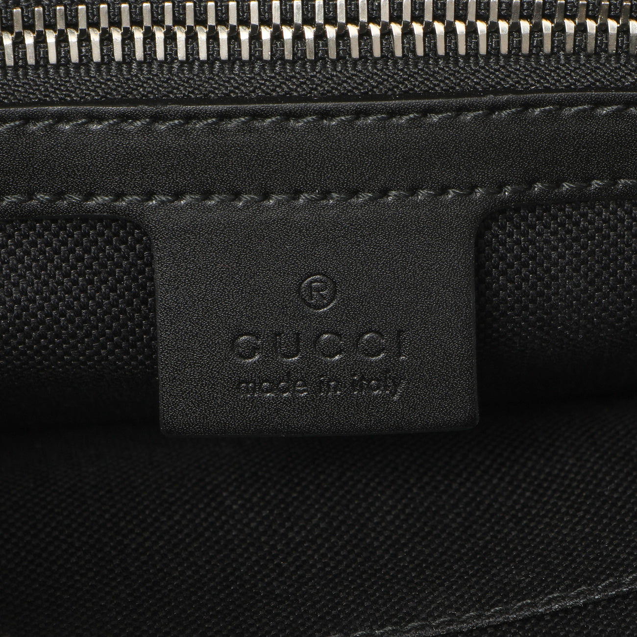 Exclusive Gucci Black Soft GG Supreme Monogram Web Belt Bag — Detail View