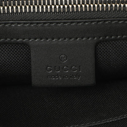 Exclusive Gucci Black Soft GG Supreme Monogram Web Belt Bag — Detail View