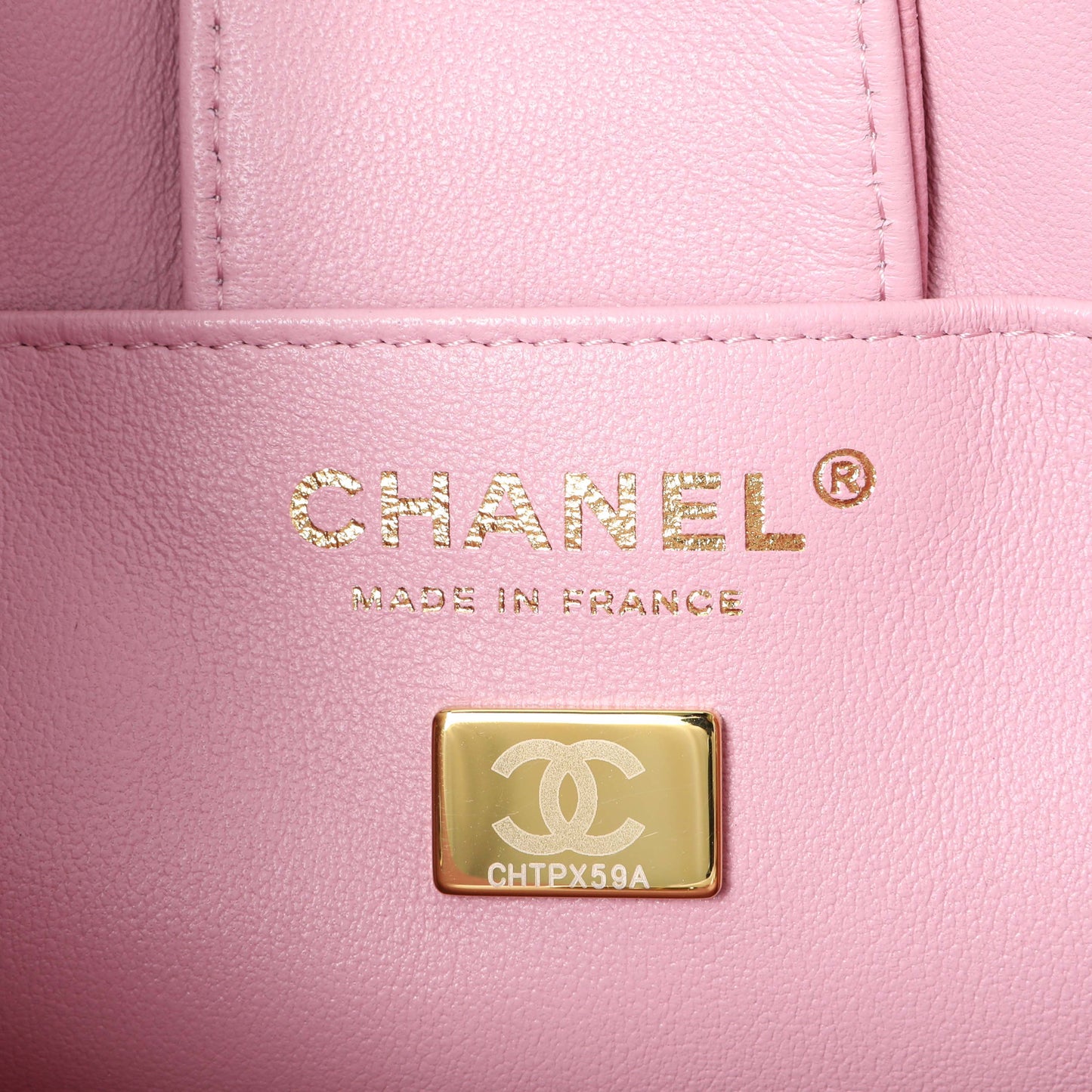 Exclusive Chanel Pink Caviar Mini Bucket Bag — Detail View
