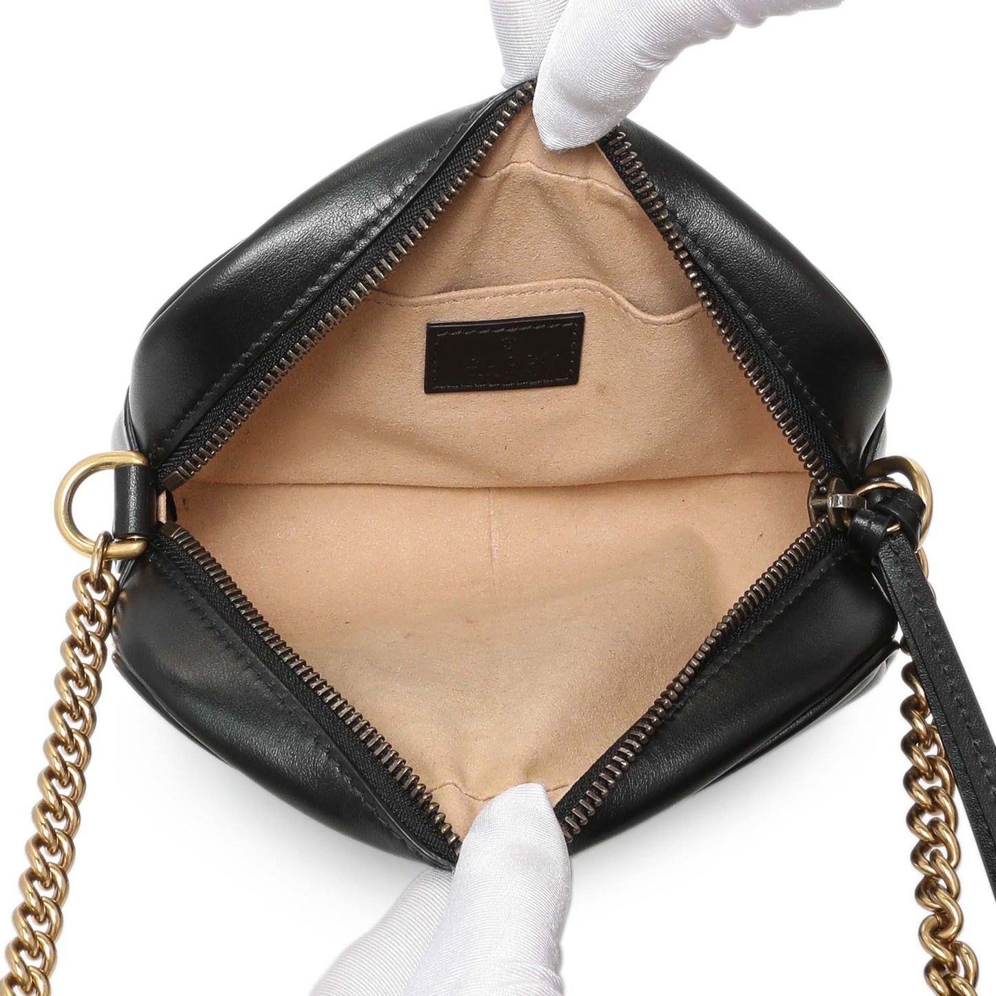 Exclusive Gucci Black Calfskin Matelasse Mini GG Marmont Chain Shoulder Bag — Alternate View 8