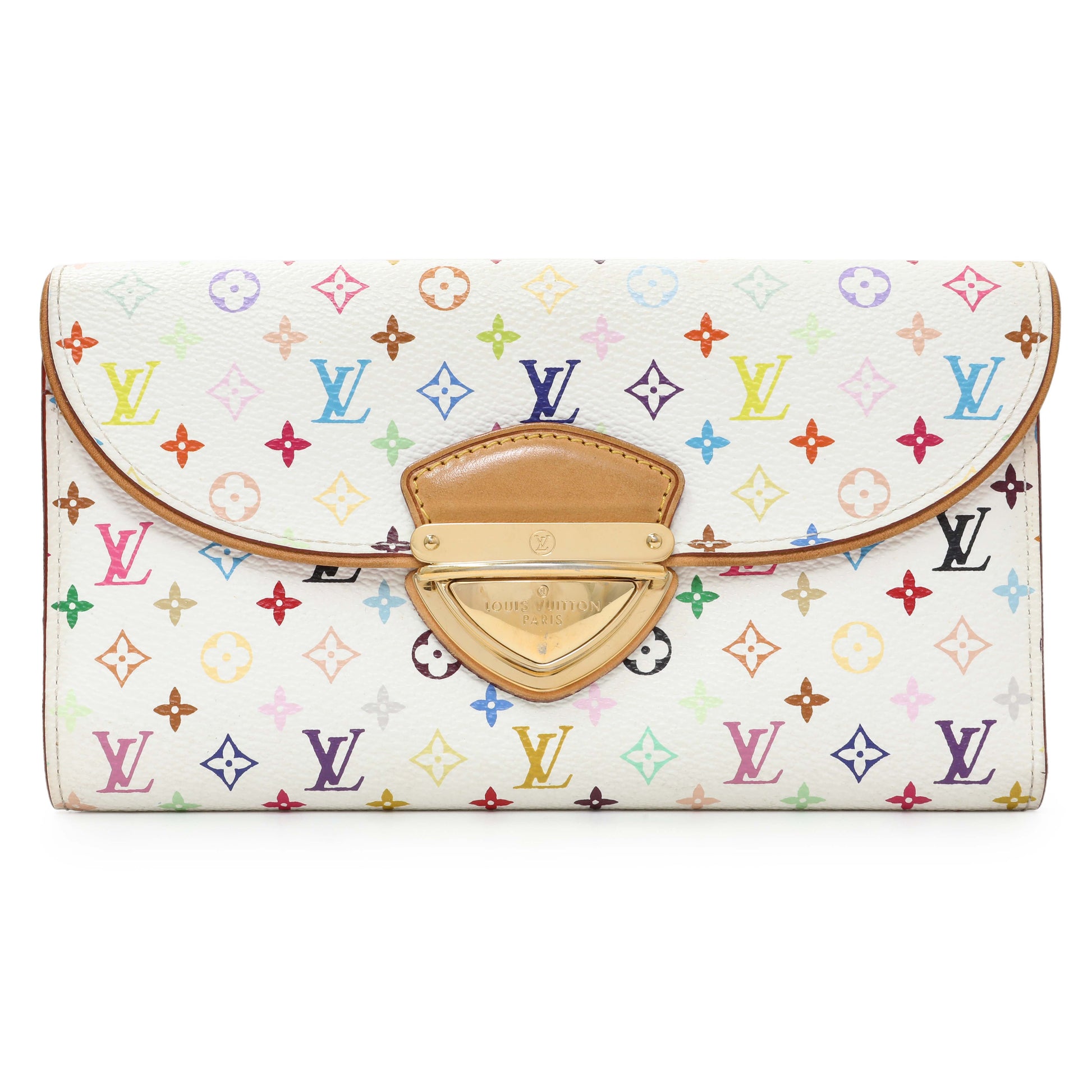 Exclusive Louis Vuitton White Monogram Multicolor Eugenie Wallet — Front View