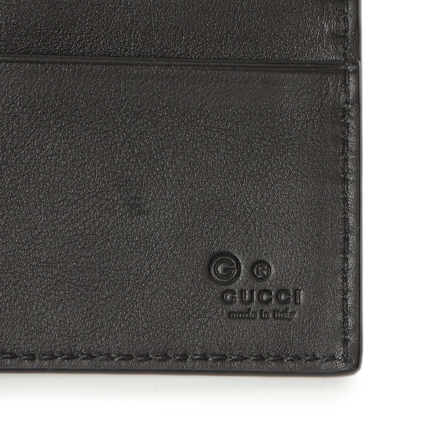 Exclusive Gucci Black Microguccissima Bi-Fold Wallet — Detail View