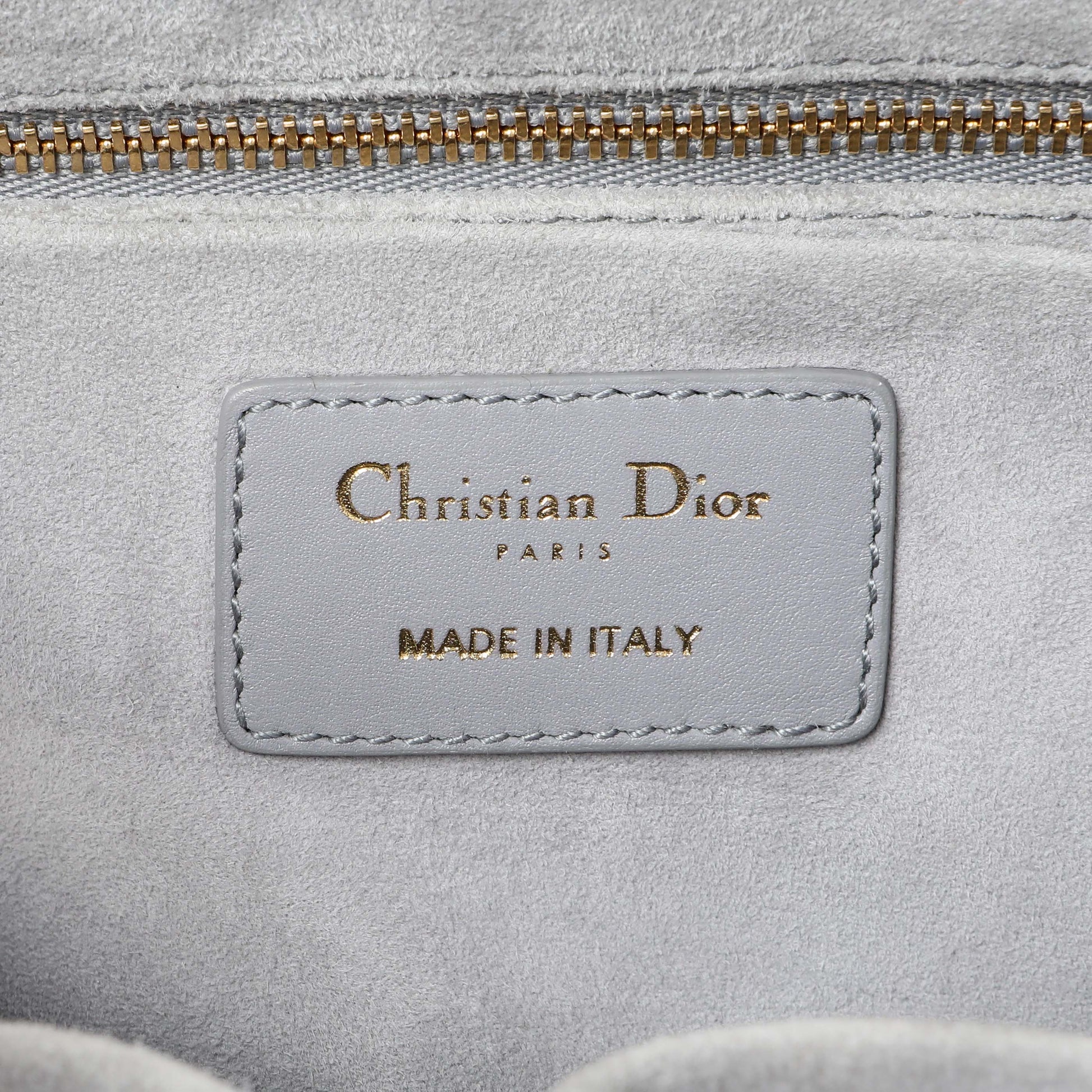 Exclusive Christian Dior Grey Calfskin Cannage Medium The Lady 95.22 — Detail View