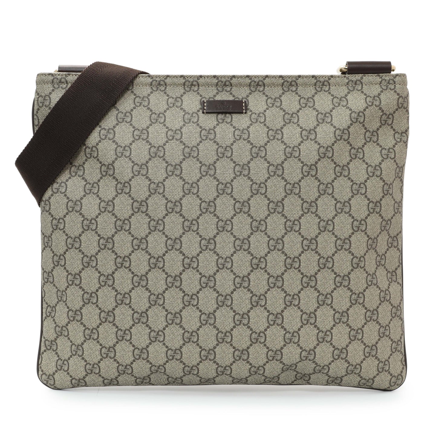 Exclusive Gucci GG Supreme Monogram Medium Flat Messenger Bag — Front View