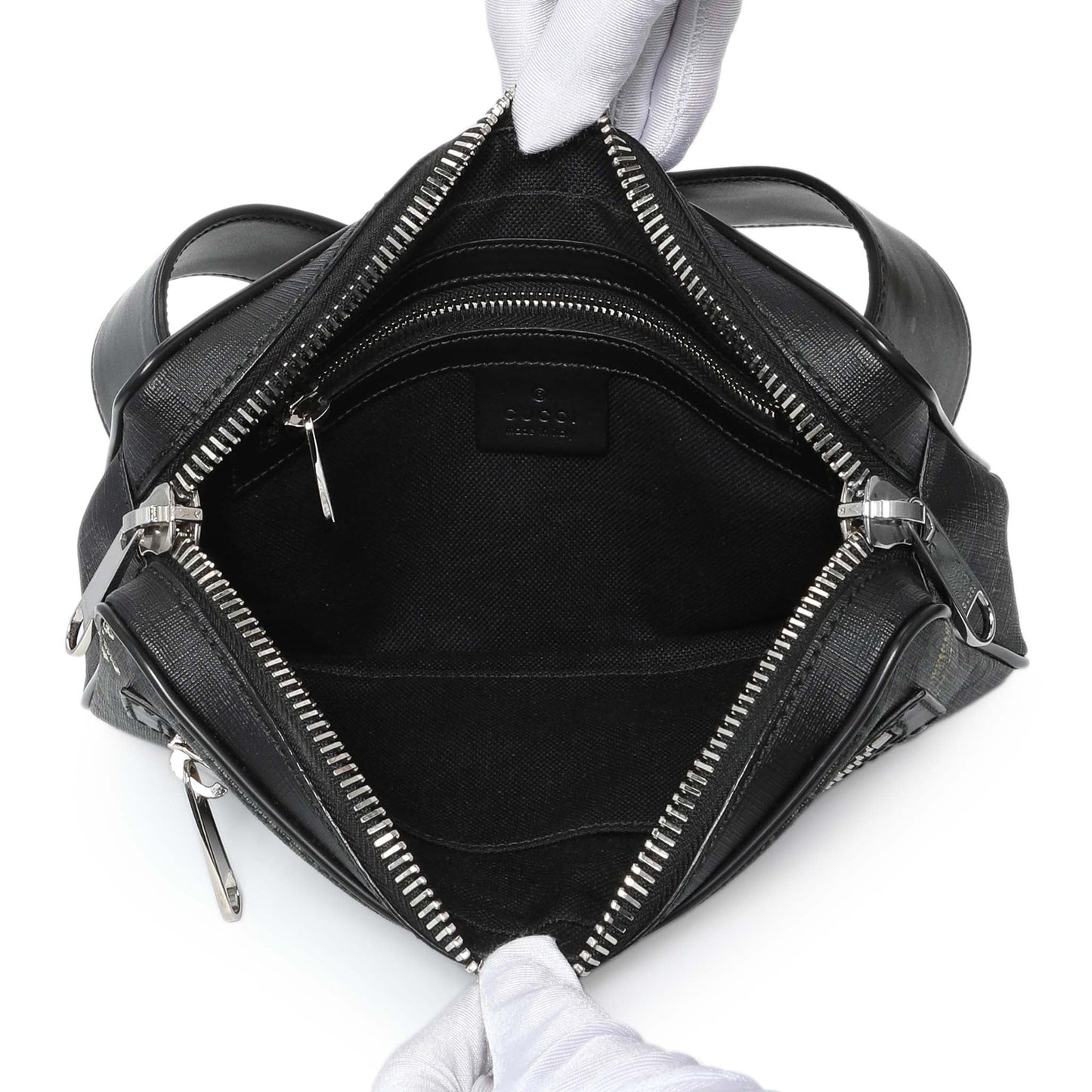 Exclusive Gucci Black GG Supreme Tigers Belt Bag — Top View