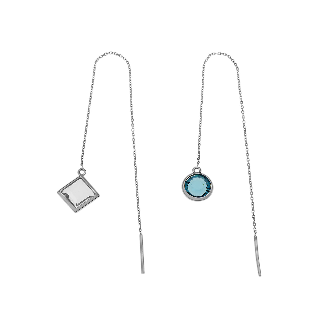 Exclusive 18K White Gold Drop Earrings — Front View