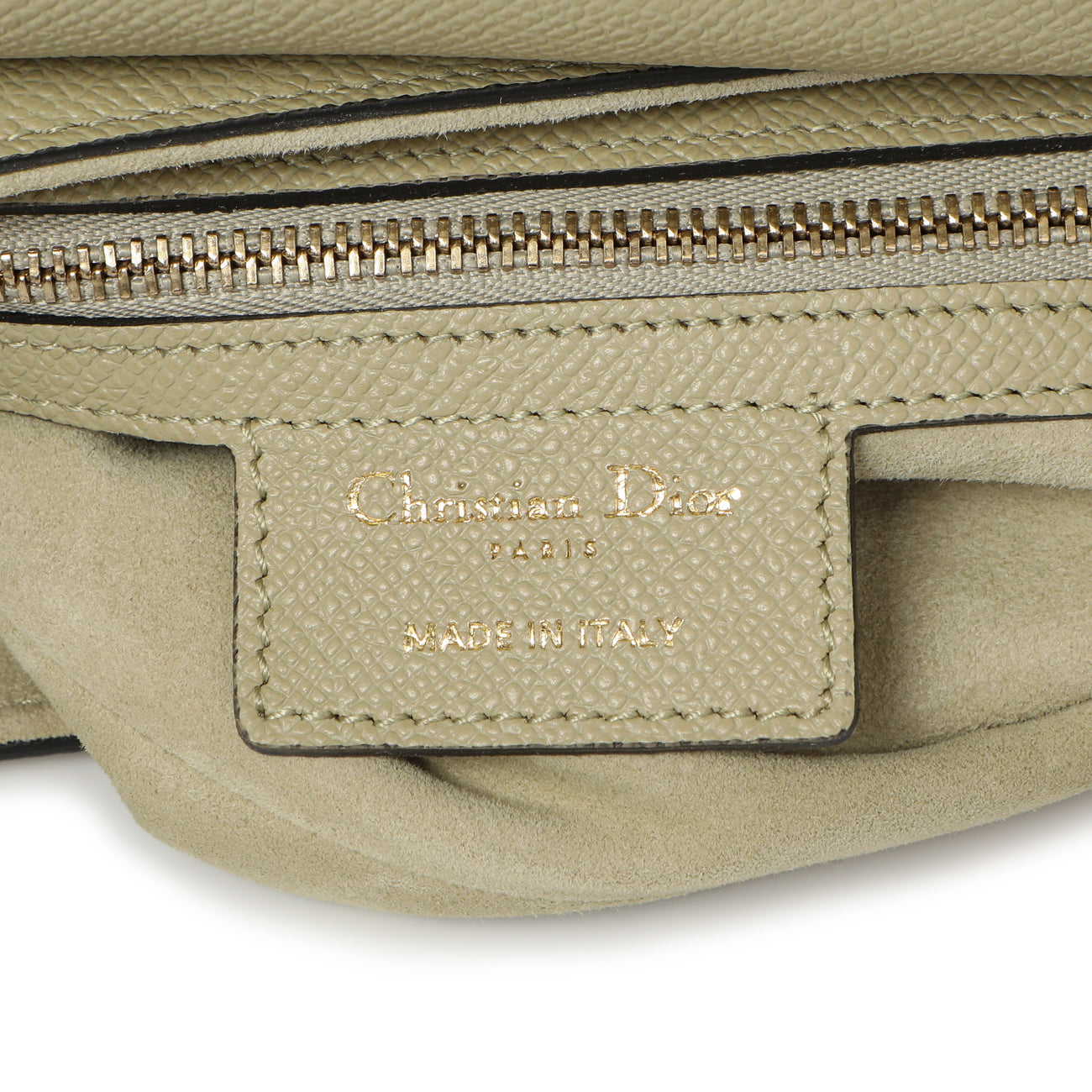 Exclusive Christian Dior Ethereal Green Grained Calfskin Saddle Bag — Detail View