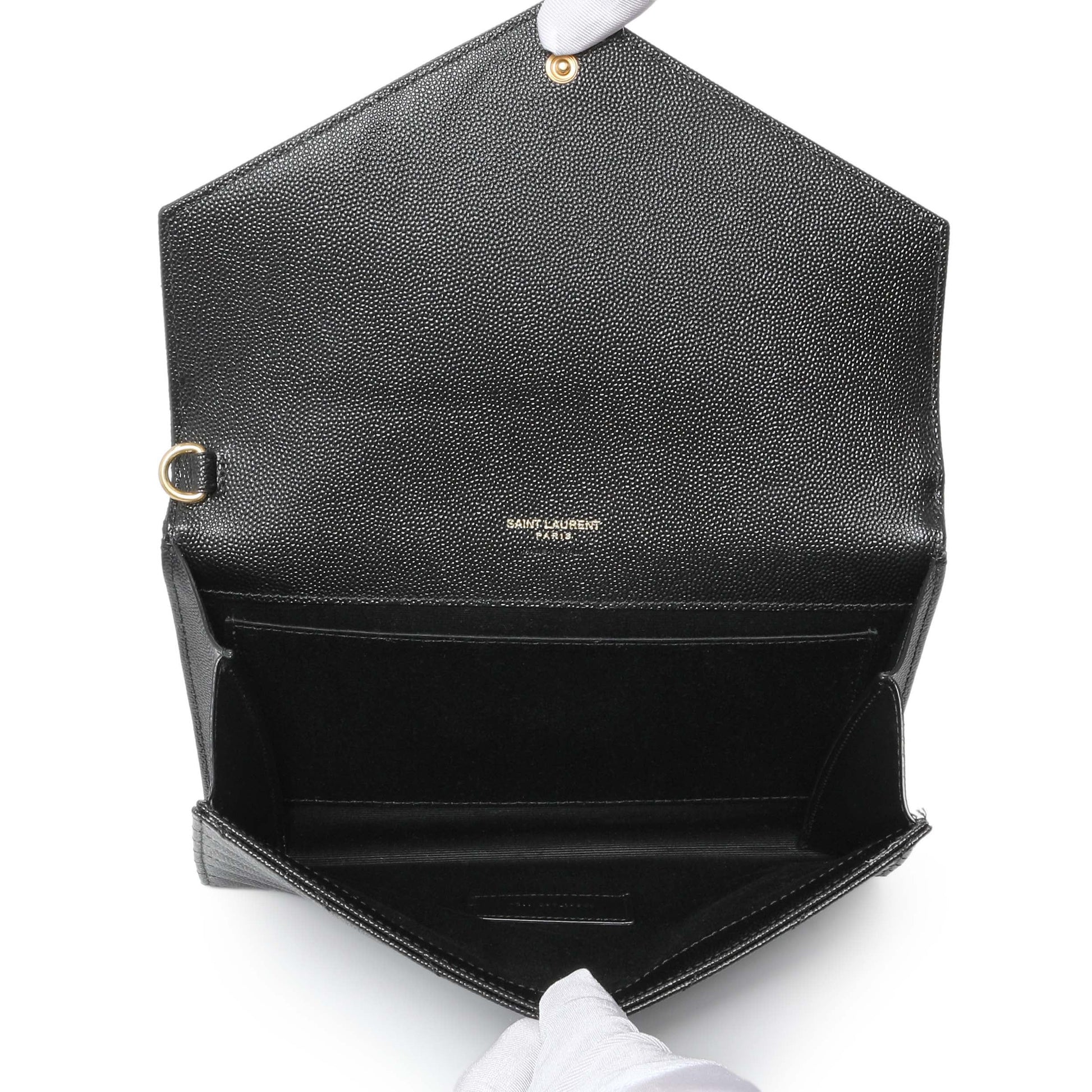 Exclusive Saint Laurent Grain De Poudre Matelasse Chevron Monogram Envelope Clutch — Top View