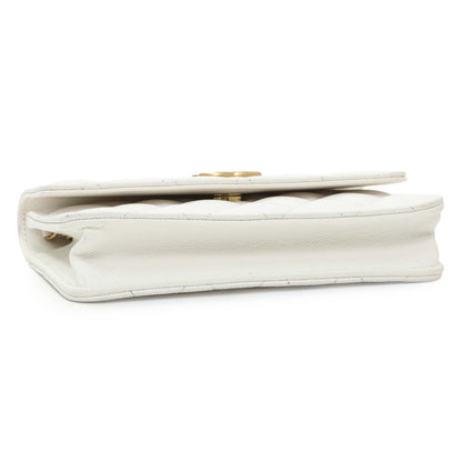 Exclusive Chanel White Caviar Quilted Flap Phone Holder With Chain — Back View