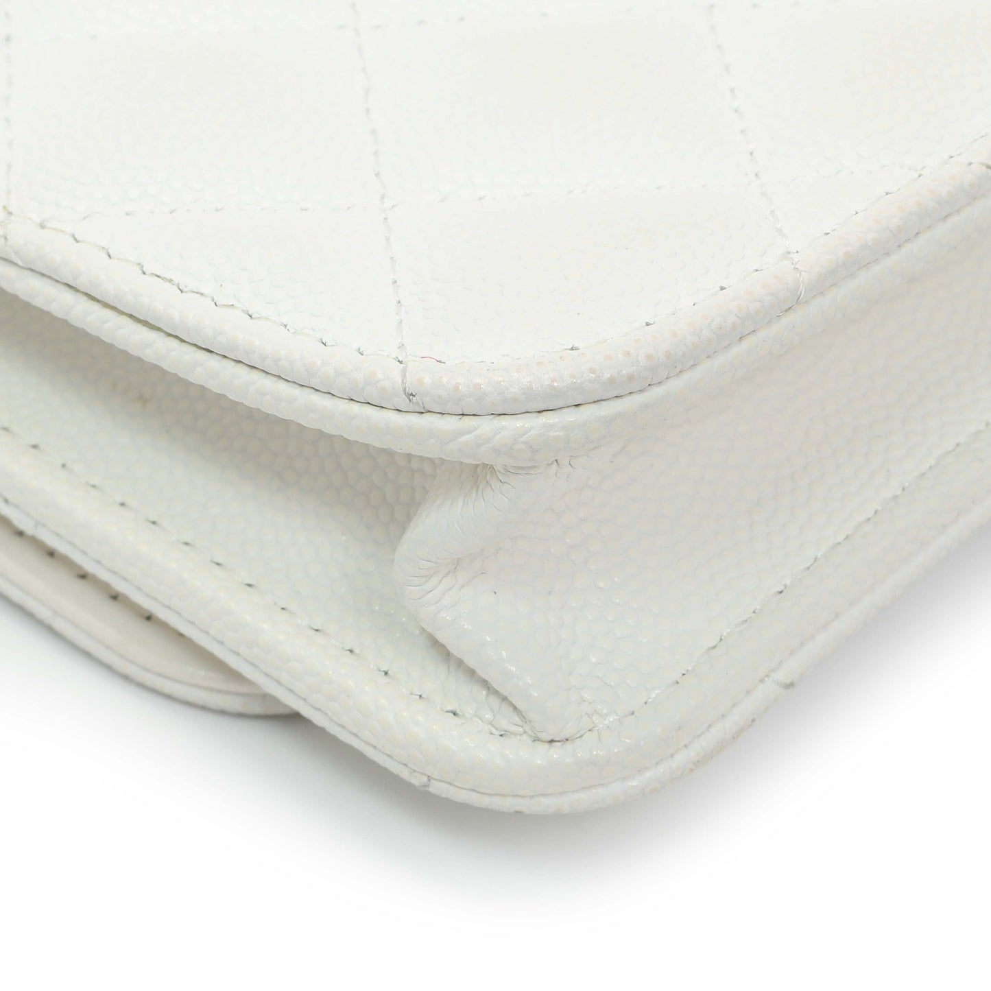 Exclusive Chanel White Caviar Quilted Flap Phone Holder With Chain — Lifestyle View