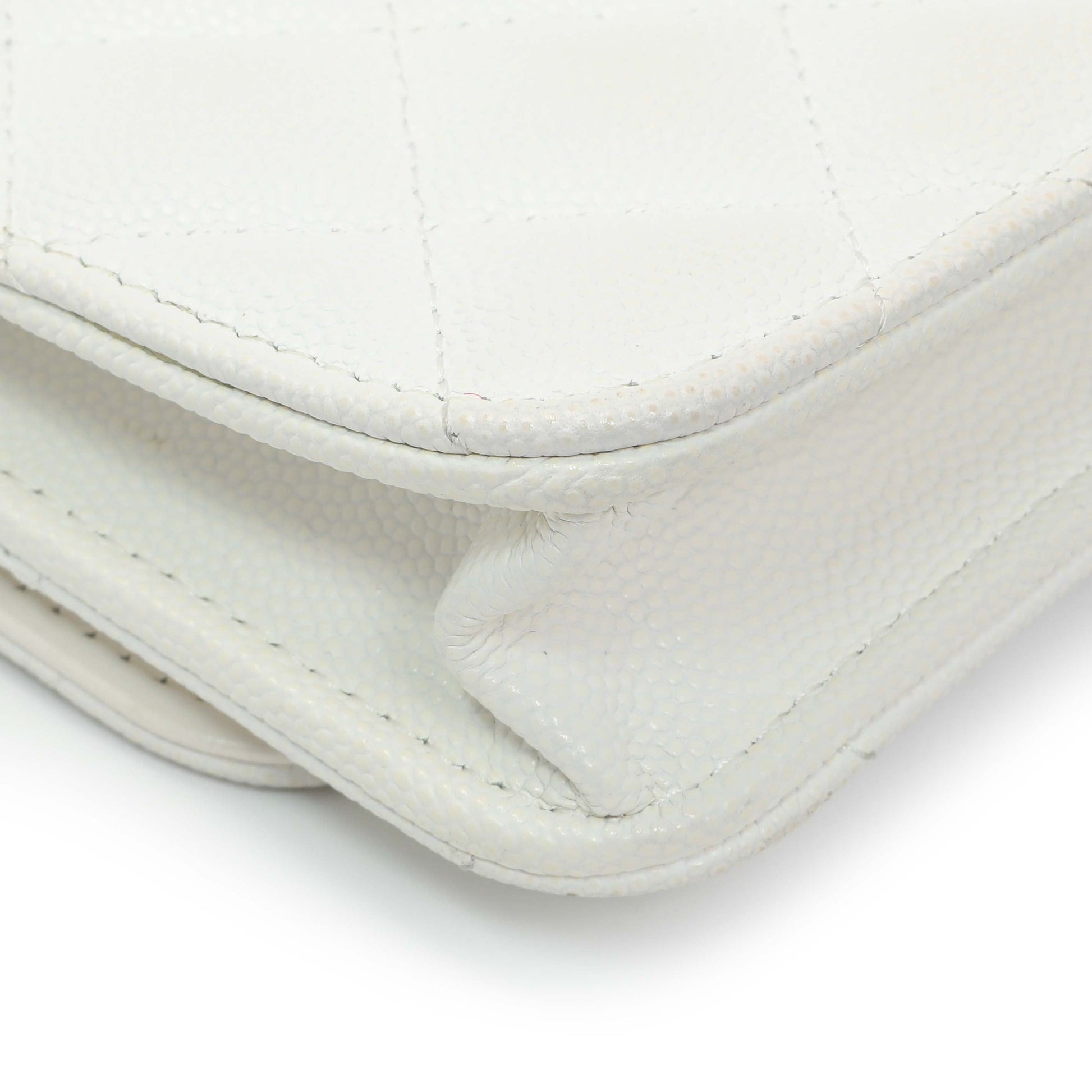 Exclusive Chanel White Caviar Quilted Flap Phone Holder With Chain — Lifestyle View