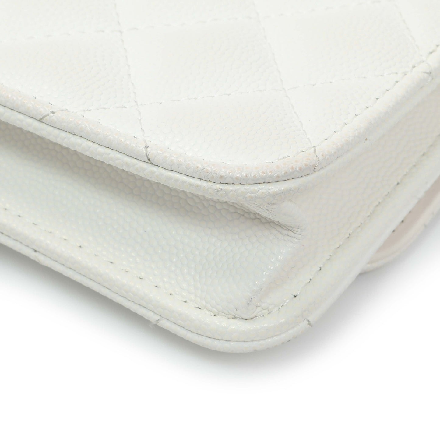 Exclusive Chanel White Caviar Quilted Flap Phone Holder With Chain — Alternate View 7