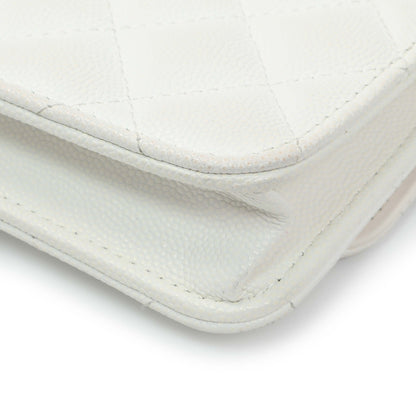 Exclusive Chanel White Caviar Quilted Flap Phone Holder With Chain — Alternate View 7
