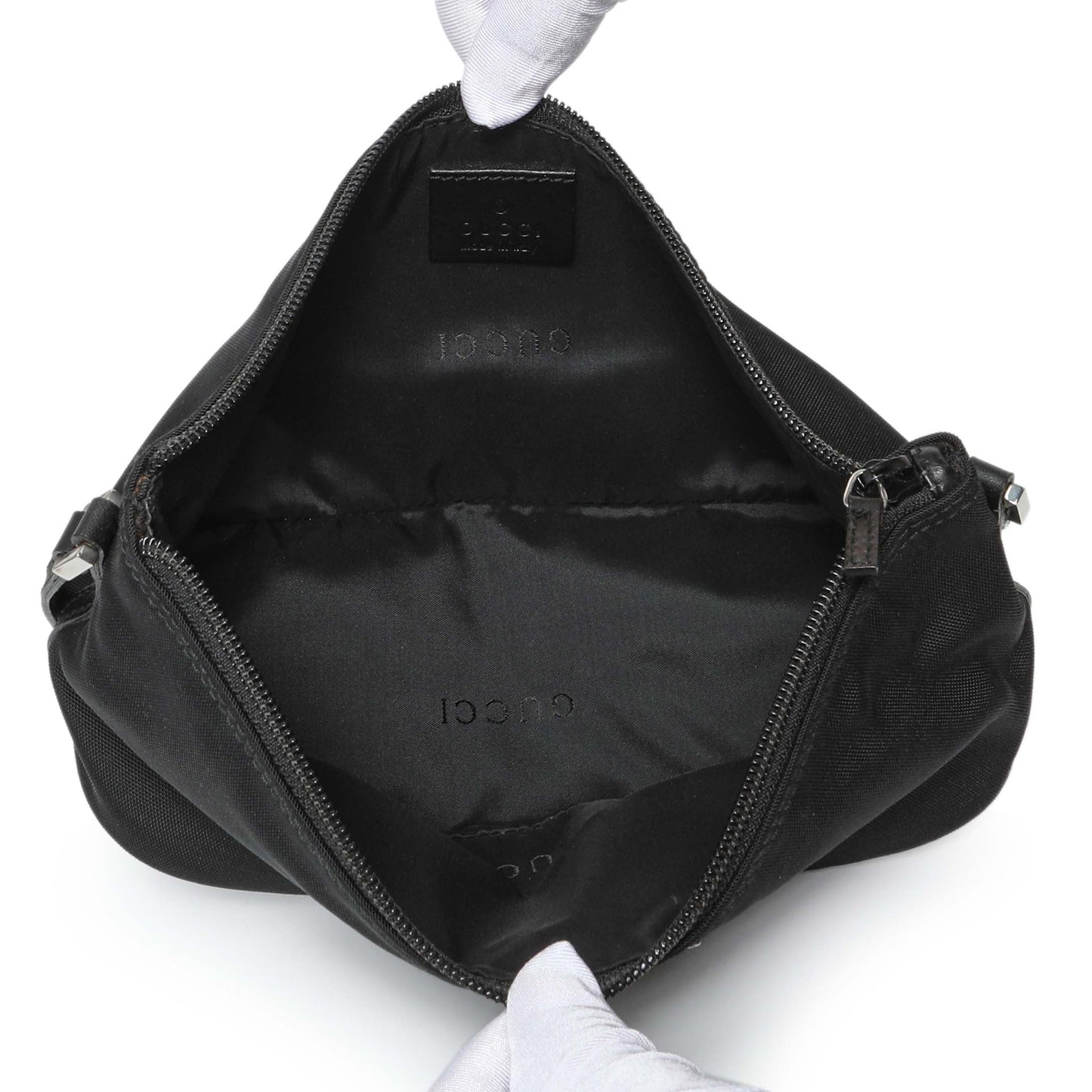 Exclusive Gucci Black Nylon Boat Pochette — Top View