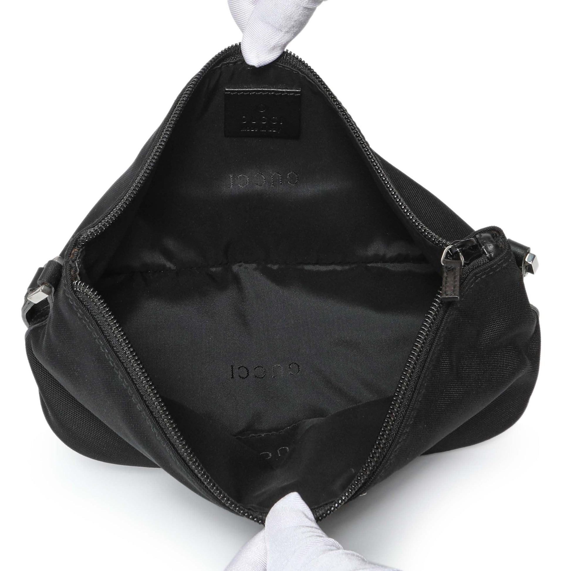 Exclusive Gucci Black Nylon Boat Pochette — Top View