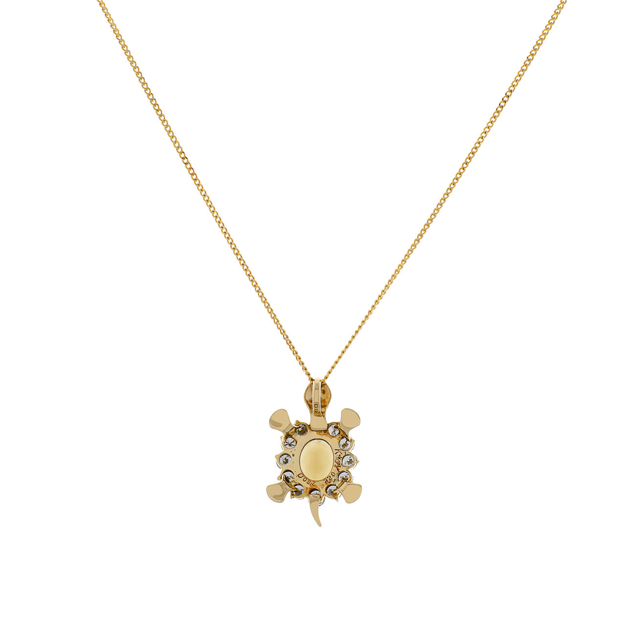 Exclusive 18K Yellow Gold 2.20 Carat Smokey Quartz Turtle Pendant — Side View