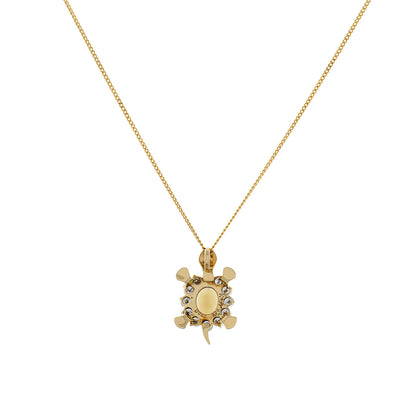 Exclusive 18K Yellow Gold 2.20 Carat Smokey Quartz Turtle Pendant — Side View