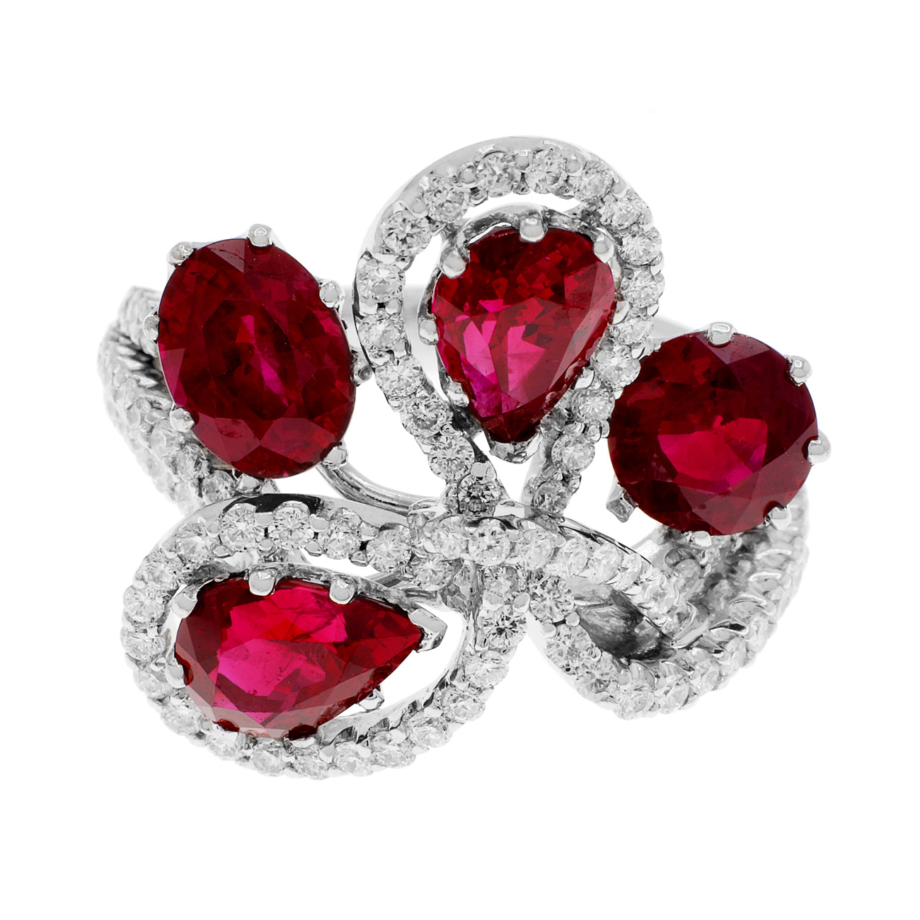 Exclusive 18K White Gold 5.03 Carat Ruby Ring — 4 — Front View