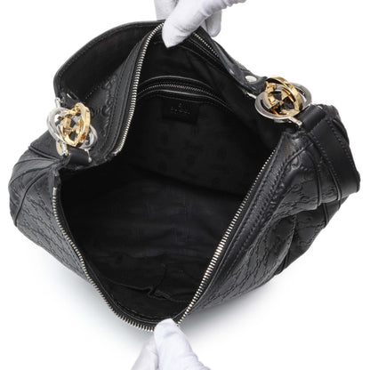 Exclusive Gucci Black Guccissima Twins Hobo Medium — Top View