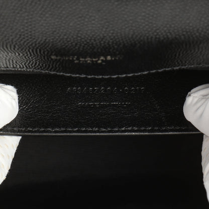 Exclusive Saint Laurent Black Grain De Poudre Textured Mixed Matelasse Medium Triquilt Monogram Envelope Satchel — Alternate View 7