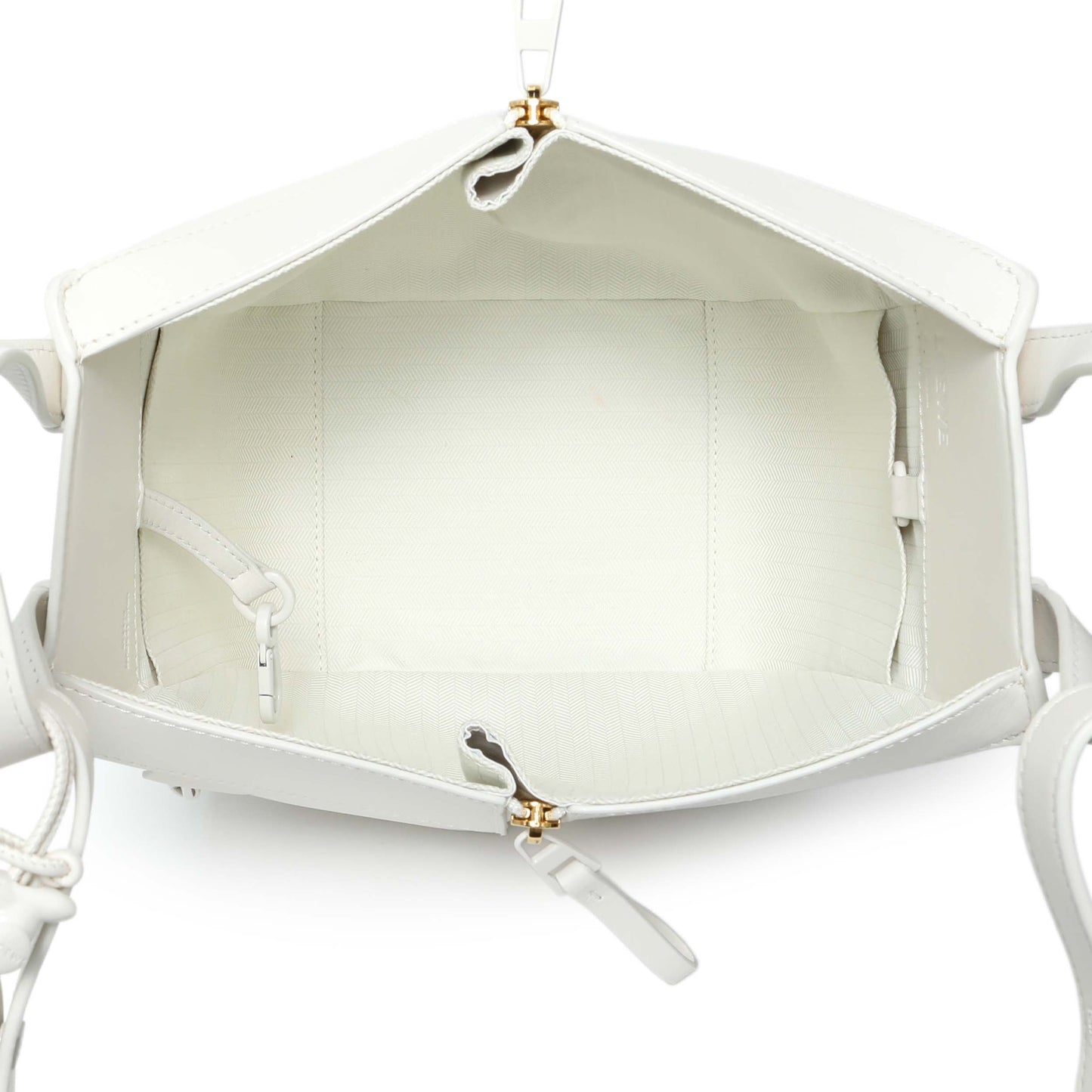 Exclusive Loewe White Calfskin Compact Hammock Shoulder Bag — Detail View