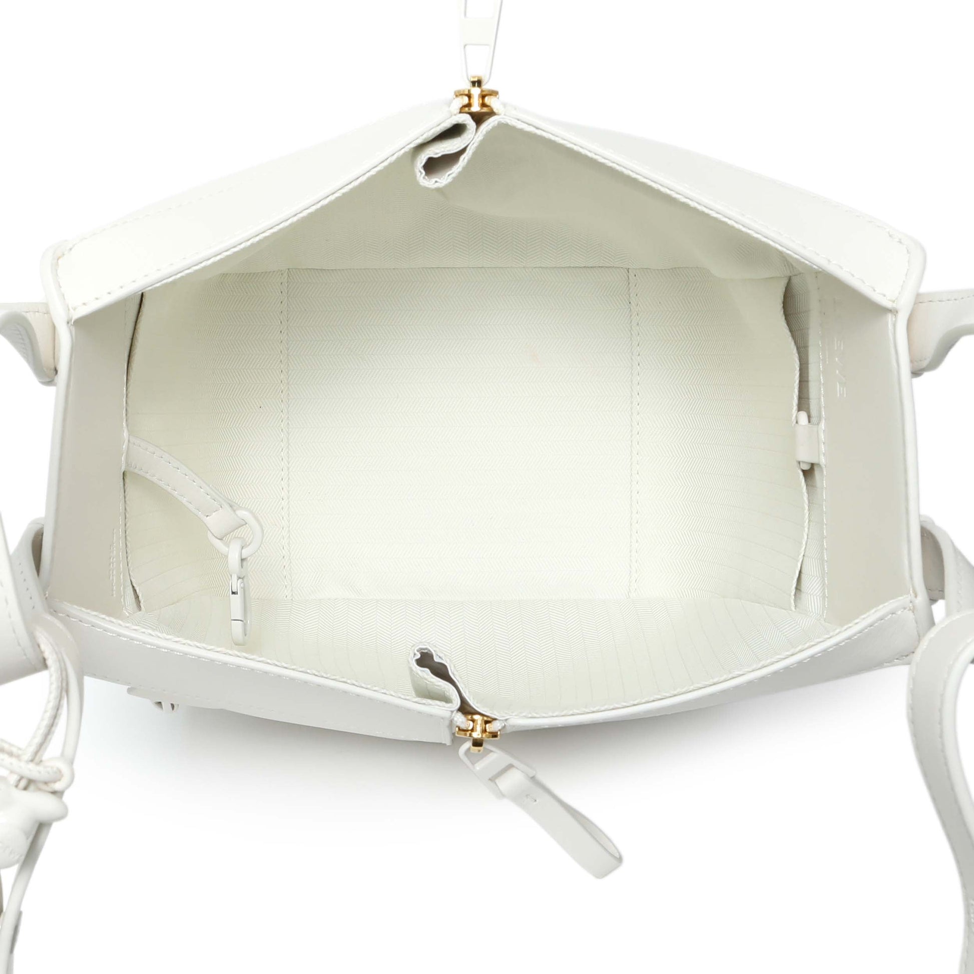 Exclusive Loewe White Calfskin Compact Hammock Shoulder Bag — Detail View