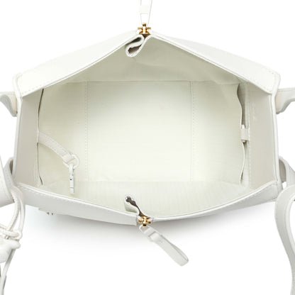 Exclusive Loewe White Calfskin Compact Hammock Shoulder Bag — Detail View