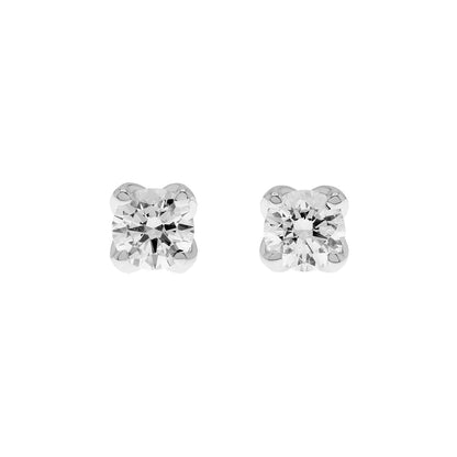 Exclusive 18K White Gold 1.00 Carat Diamond Stud Earrings — Front View