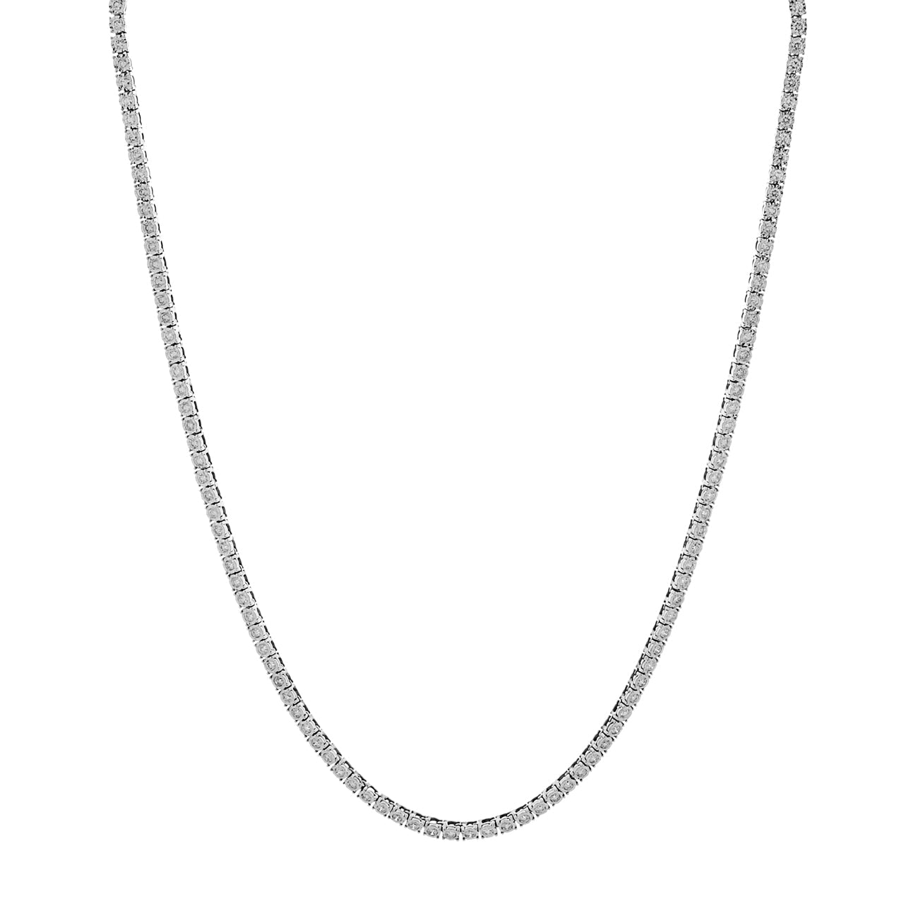 Exclusive 10K White Gold 5.80 Carat Riviere Necklace — Front View