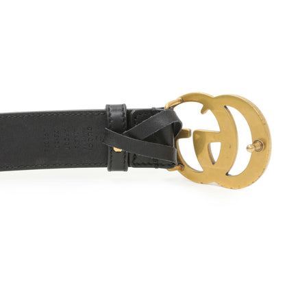 Exclusive Gucci Black Calfskin Double G 30mm Belt — Back View