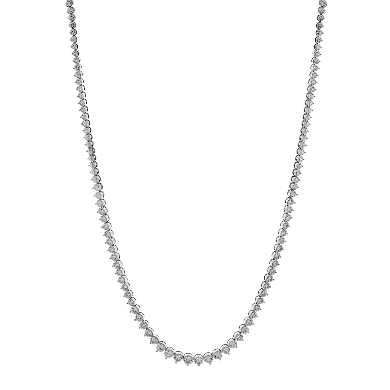 Exclusive 18K White Gold 9.47 Carat Riviere Diamond Necklace — Front View