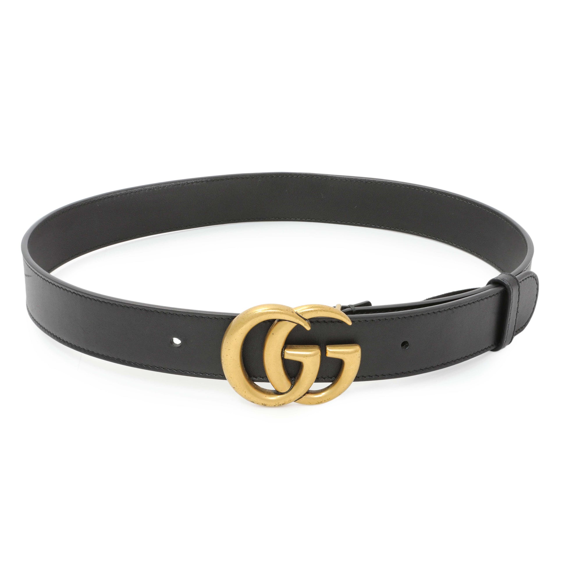 Exclusive Gucci Black Calfskin Double G 30mm Belt — Front View