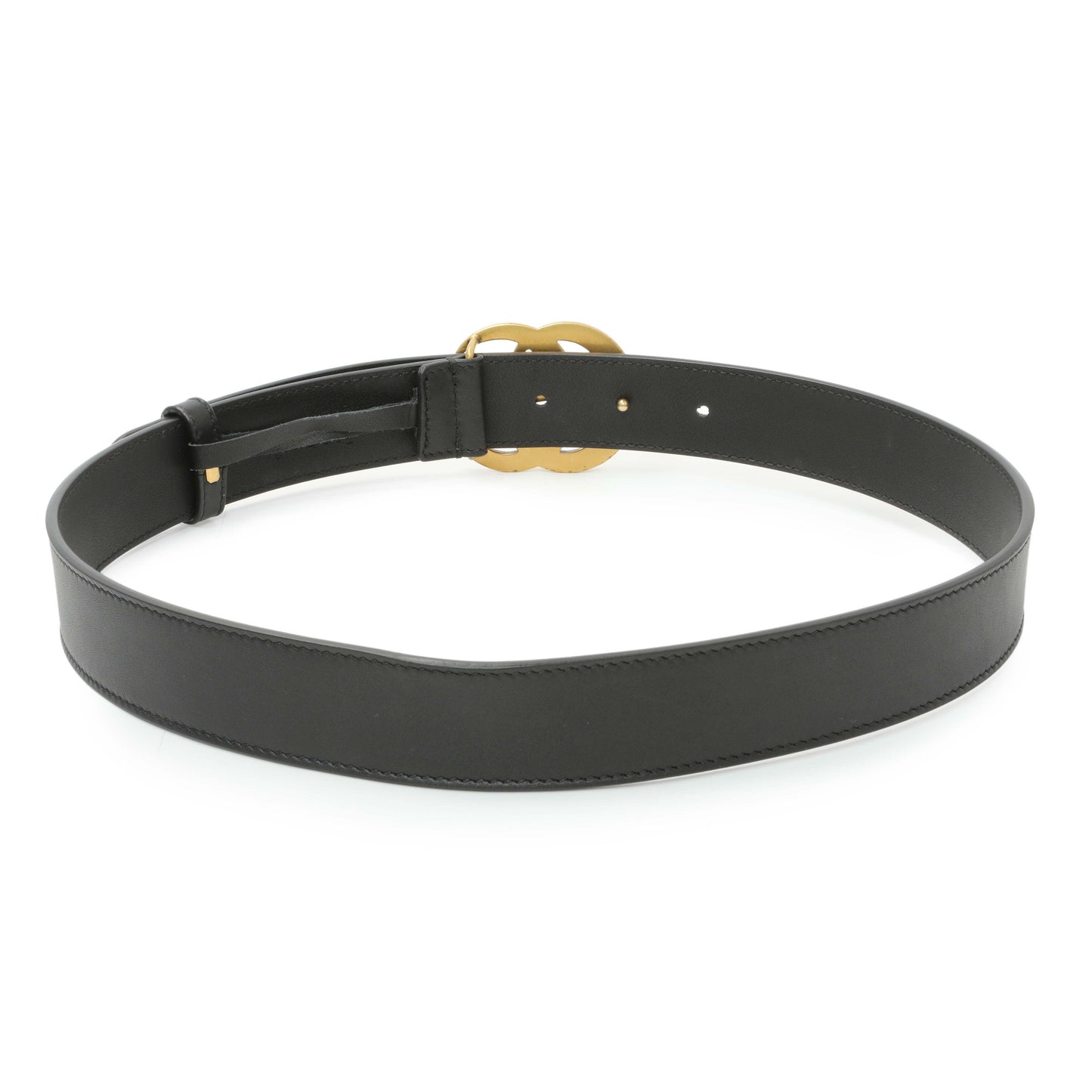 Exclusive Gucci Black Calfskin Double G 30mm Belt — Side View